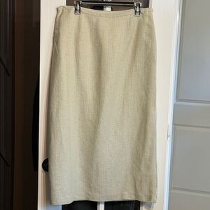 EMMA JAMES Classic Vintage Linen Blend Herringbone Celery Green Midi Skirt 16